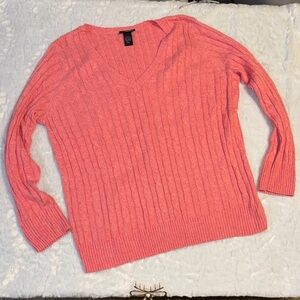 Lane Bryant Coral V-Neck Sweater